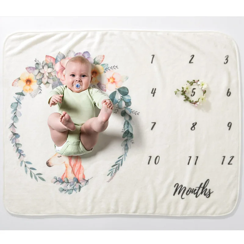 

Baby Milestone Blankets Swaddle Wrap Bathing Towels Flower Printed Cute Soft Blanket DIY Infant Kids Newborn Photography Props