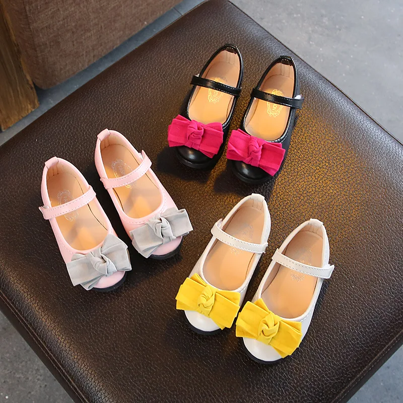 

Fashion Children Princess Dance Shoes Kids Girl Dress Party Shoes With Bow Baby Flats Casual Single Shoe Calzado para nios P30