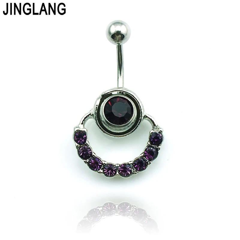 Promotion! New Arrival High Quality Fashion Surgical Steel Purple Rhinestone Eyes Navel Piercing Rings For Women Body Jewelry | Украшения и