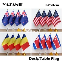 Yazcap bandeira de mesa 14*21cm, nova zelândia, americana eua/estados unidos da américa, mesa bandeira da roménia norte coreia