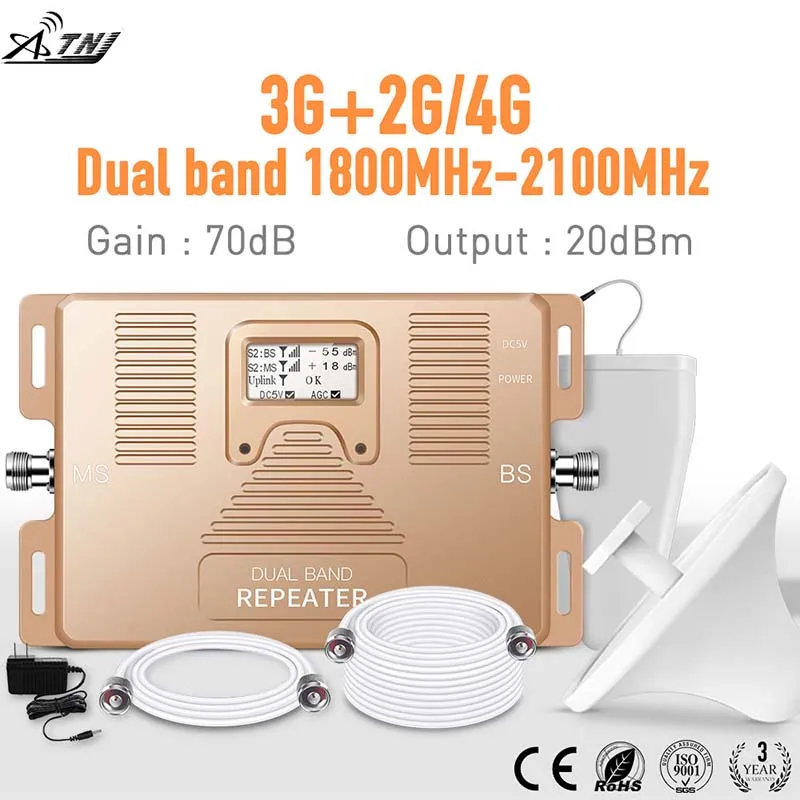 كامل الذكية! المزدوج الفرقة شاشة الكريستال السائل سرعة 2g + 3g + 4g1800/2100 mhz إشارة المحمول معززة الخلوية هاتف محمول مكرر إشارة مكبر للصوت