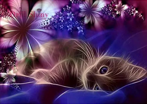 

5D Full Diamond Painting"Fluorescent cat&Flower"diamond Embroidery Decoration Cross stitch rhinestones moaic Christmas,kids Gift