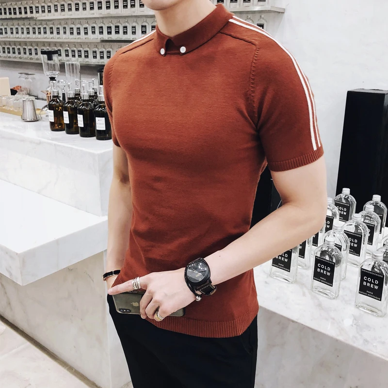 Fall 2018 Sweaters Short Sleeves Sweaters Mens Khaki Winter Sweaters Thick Pull-over Homme Black Chompa Para Hombre Fashion