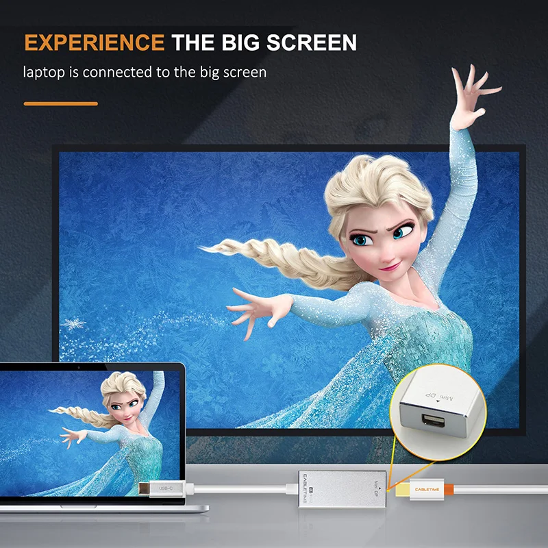 Переходник Cabletime с USB C Mini DisplayPort 3 1 Type на DP Папа мама 4K 60 Гц кабель преобразователя
