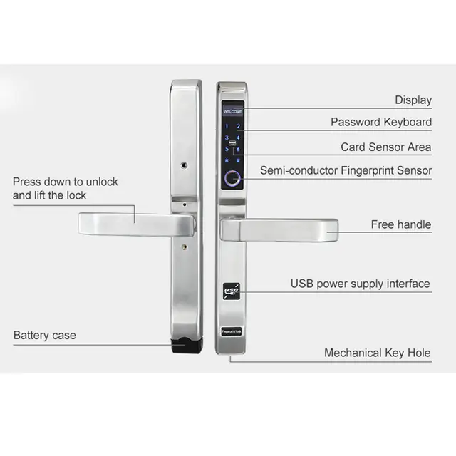 Us 149 77 29 Off European Type Aluminium Door Smart Fingerprint Door Lock Stainless Steel Sliding Door Lock In Electric Lock From Security