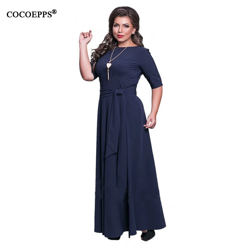 COCOEPPS Plus Size Women Long Floor Dress Autumn Large Size 5XL 6XL Maxi Dress Elegant Party Club Sexy Big Size Open back dress