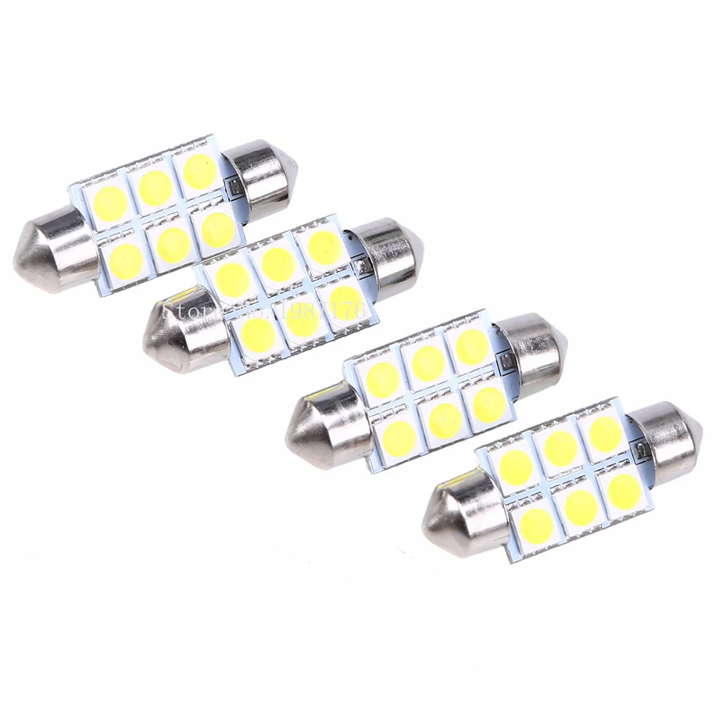 10 шт. автомобильный фестонный 31/36/39/41 мм 5050 6 SMD белый теплый кристалл Синий Красный