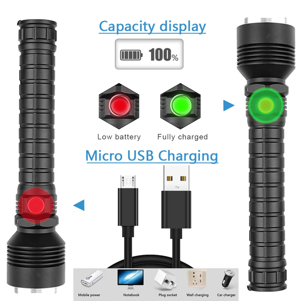Мощный светодиодный фонарик XHP70.2 USB с зумом XHP70 XHP50 перезаряжаемый батареей