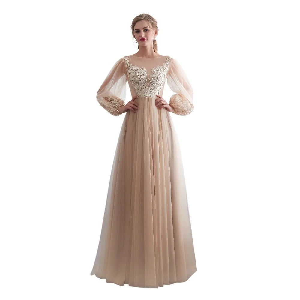 Женское вечернее платье Vivian's Bridal элегантное с пышными рукавами и молнией сзади