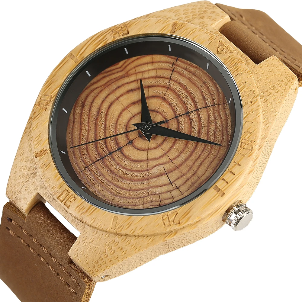 Casual Log Wooden Men's Wrist Watch Simple Nature Design Gear Pattern Dial Bangle Clock Father's Day Gift for Dad Quartz Watches (3)
