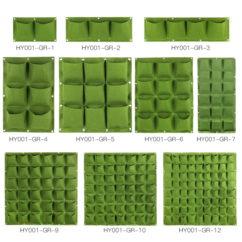 Wall Hanging Planting Bag Garden Vertical Planter Multi Pocket Wall Mount Living Growing Bag Felt Indoor Outdoor Pot Black Green