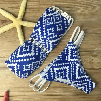 

Cute Triangle Swimsuit Sexy Bikinis Heart Plaid the pattern patchwork Swimwear Female Adorable strapless Bikini set