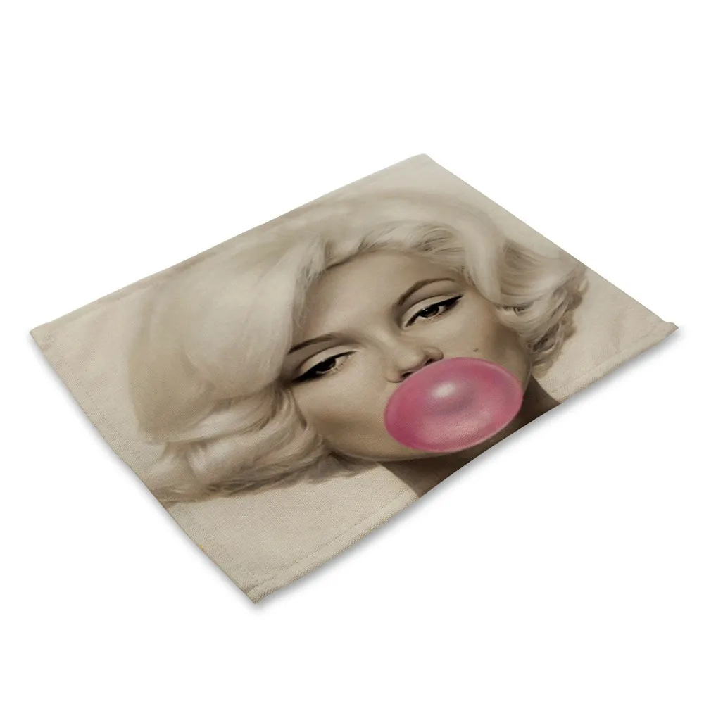 Celebrity Printed Linen Placemat Marilyn Monroe Table Mat Creative Audrey Hepburn Kitchen Dinner Table Mats Cup Coasters 42x32 Celebrity Printed Linen Placemat Marilyn Monroe Table Mat Creative Audrey Hepburn Kitchen Dinner Table Mats Cup Coasters 42x32