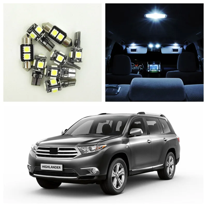 Us 10 39 35 Off Edislight 10 Pieces White Led Light Bulbs Interior Package Kit For 2008 2012 Toyota Highlander Map Dome License Plate Light In