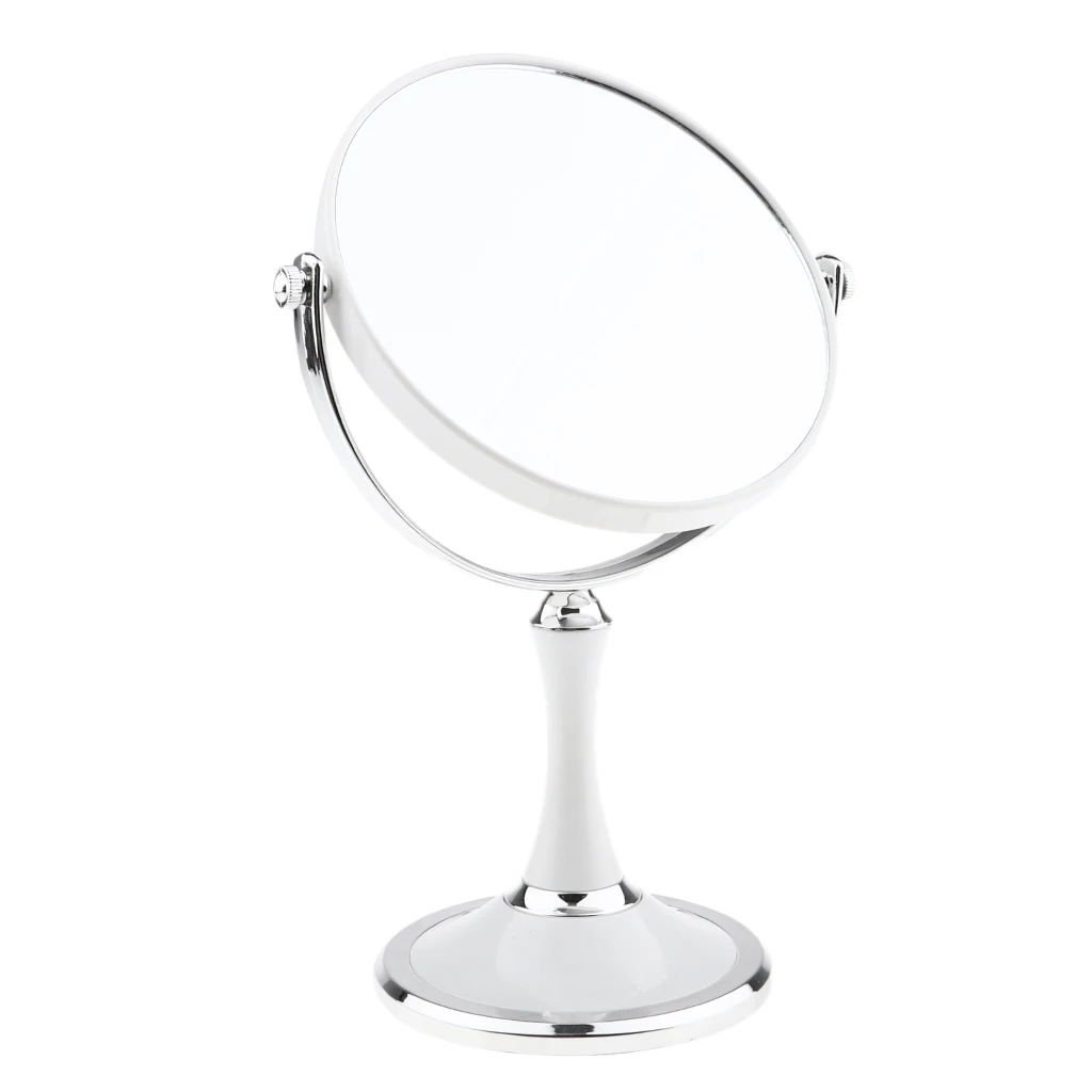 Bathroom Vanity Double Sided Freestanding Pedestal Makeup Shaving Mirror with Regular View and 3X Magnification