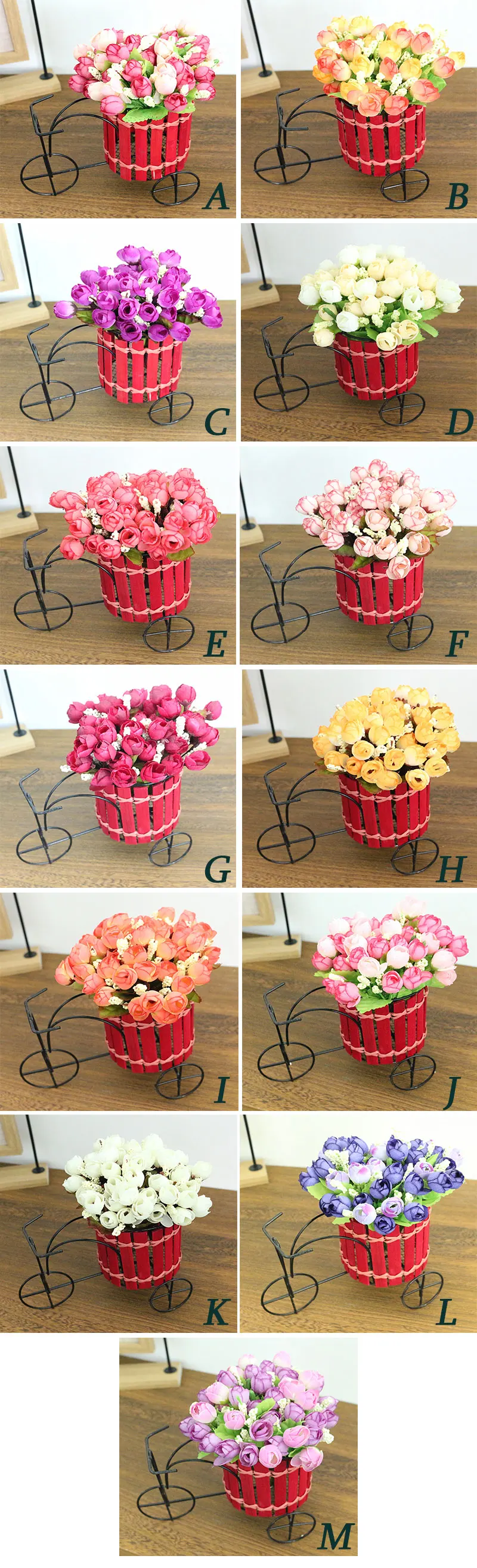 Flone Artificial Flower Set Simulated Flower Car Bicycle Flower Set Bouquets Wedding Home Indoor Household Decor Silk Flower  (27)