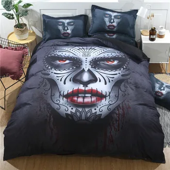 

Fashion Zombie Demon 3D Digital Print Skull Creative 3pcs Bedding Set Halloween Gift King Queen Twin king Size Duvet Cover sheet