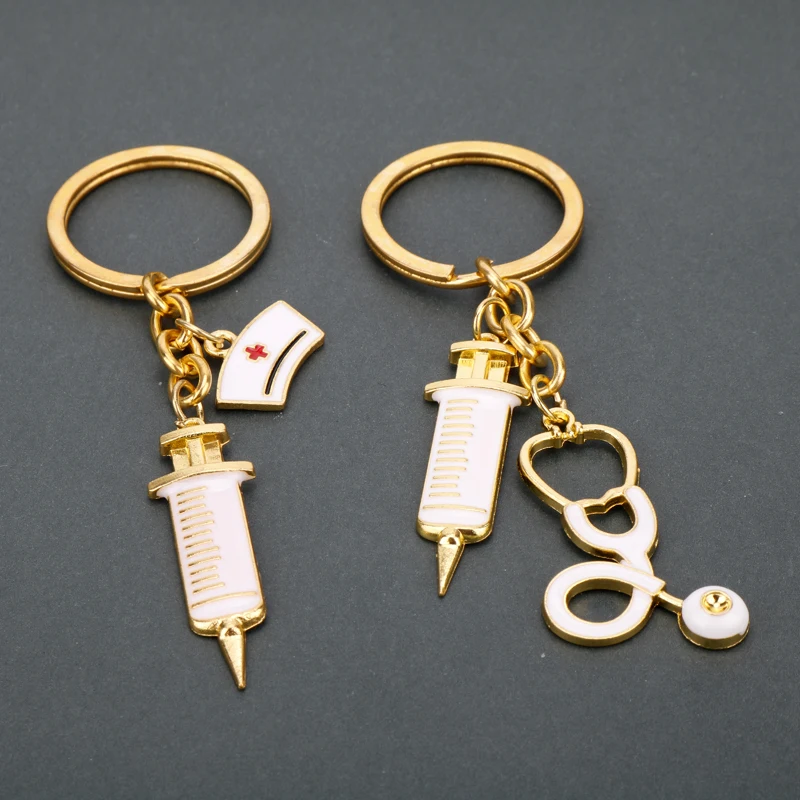 

MQCHUN Syringe Stethoscope Keychain Bag Key Chain For Cosplay Doctor Nurse Physicians Medical Student Graduation Jewelry Gifts