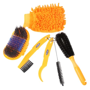 

Portable 1set Bicycle Cleaing Tool Kits Cycling Chain Tire Cleaner Brushes For Bicycle Cleaners Accessories Bike Cleaning Gloves