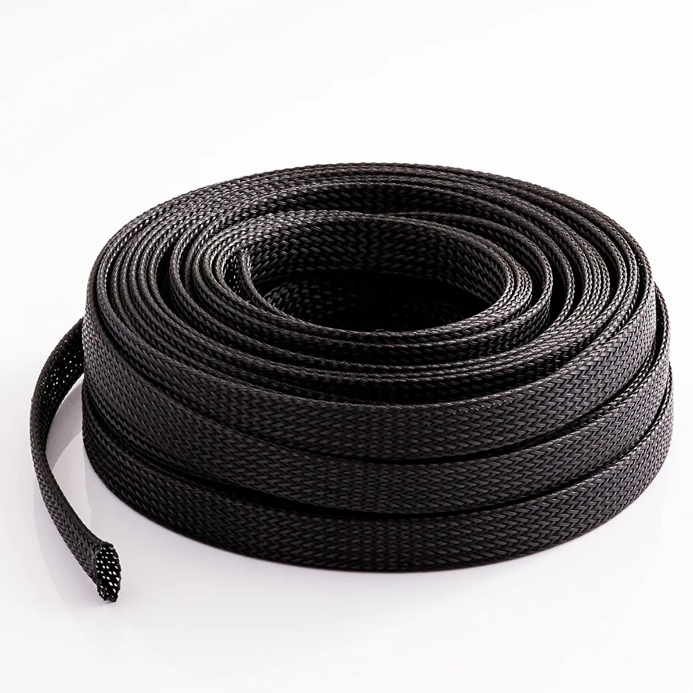 

1.25" 32mm BRAIDED EXPANDABLE SLEEVING for cable protection black PET 20ft