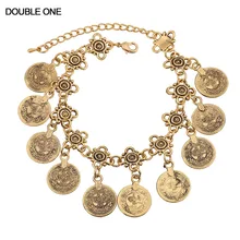 Модные богемные Для женщин satement Браслеты браслеты Femme Gypsy Maxi Винтаж монета Шарм Boho Браслеты