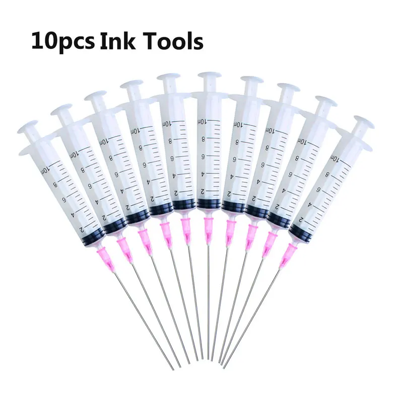

10pcs 10ML Ink Tool Accessories Tool Syringe Pump Ink Ink-pumping Air Long Needle Plastic Disposable Injector