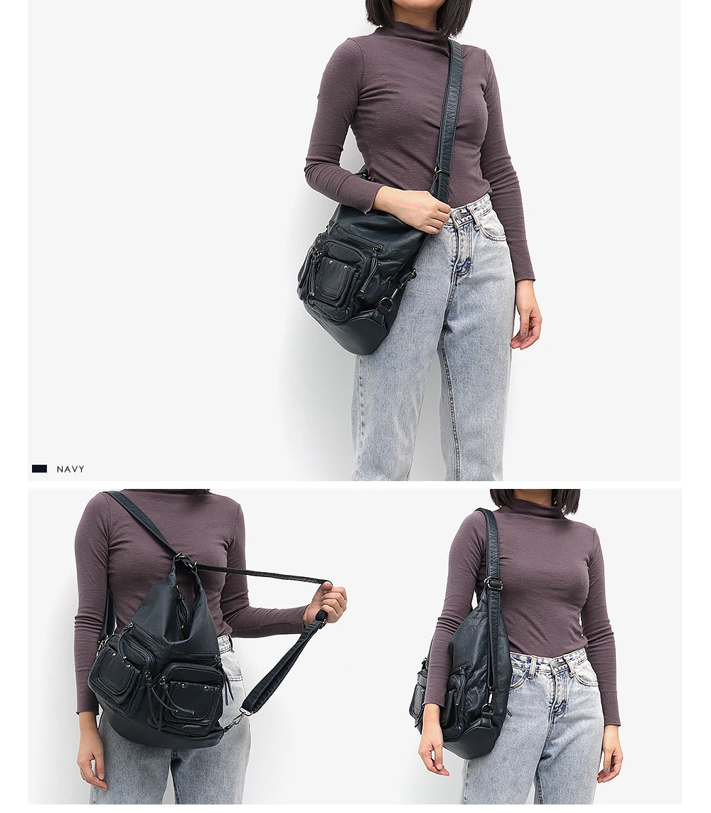 CEZIRA, большие мягкие повседневные женские сумки, функциональный школьный рюкзак для девочек, сумка из искусственной кожи, женская сумка с несколькими карманами, сумка-мессенджер и сумка на плечо