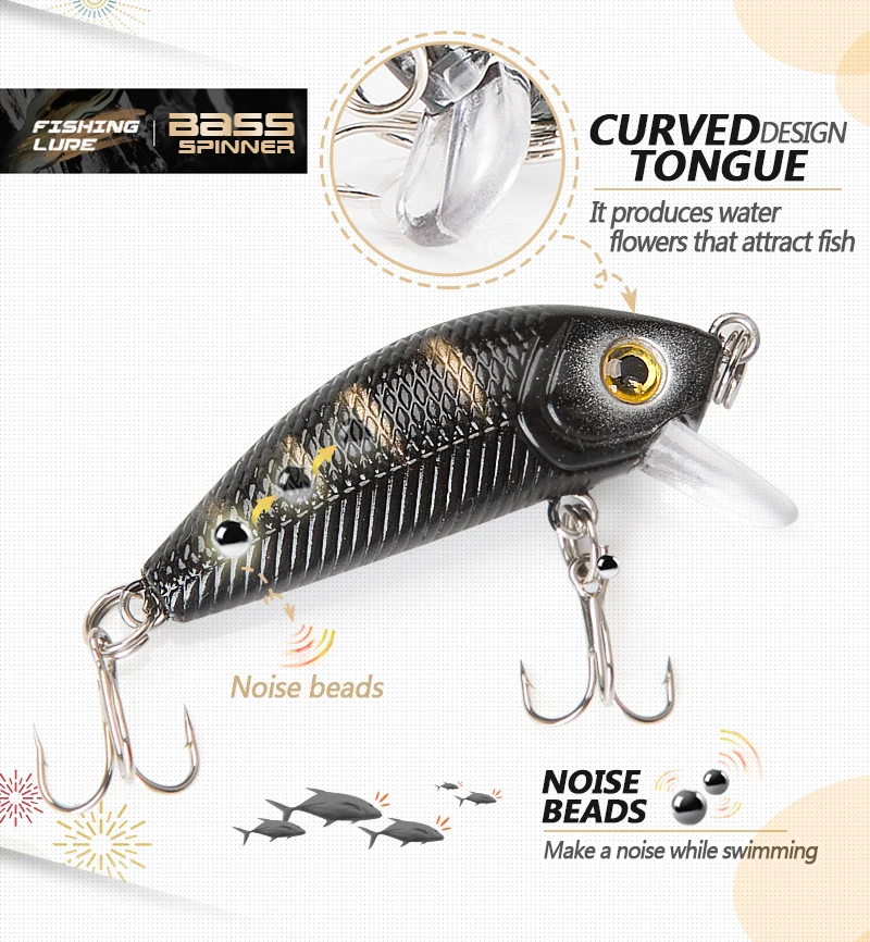 DONQL Minnow Hard Bait Wobblers Crankbait Fishing Lure 5cm 3.6g Artificial Swim bait Fishing Lures With Sharp Hooks Pesca Tackle (4)