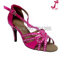 New Ladies Peach Pink Satin Crystal Rhinestone Ballroom Latin Salsa Tango Dance Shoes ChaCha Dance Shoes ALL Size