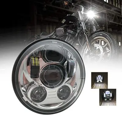 5-3/" Хромированный светодиодный проектор фара мотоцикла с лампой оболочки для мотоциклов - Цвет: chrome   1PCS