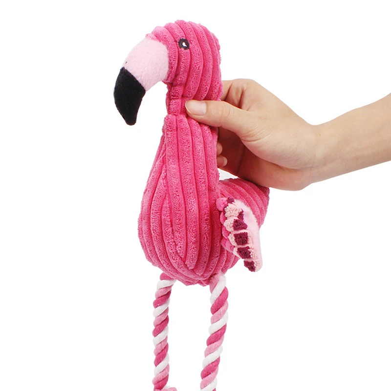 Pink Animal Shape Pet Dogs Toy Interactive Plush Stuffed Squeaker