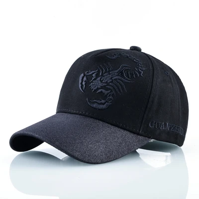 Модная Бейсболка snapback кепки в стиле хип-хоп женские шапки с вышивкой скорпионов для мужчин Bone Trucker облегающие кепки - Цвет: Черный