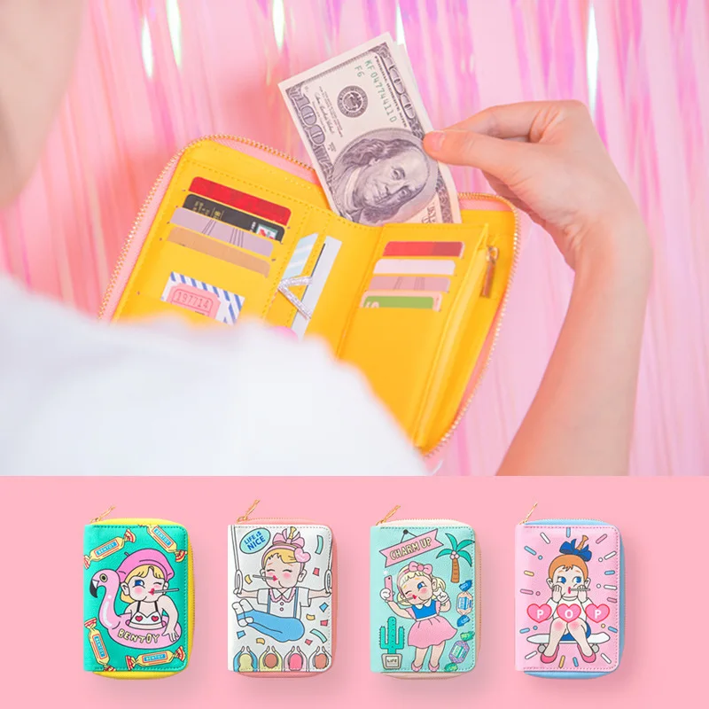 

bentoy Cartoon Printed Wallet Cute Purses Korea Style Girl Short Wallets Skate Women Bentoy Purse Card Holder Bags