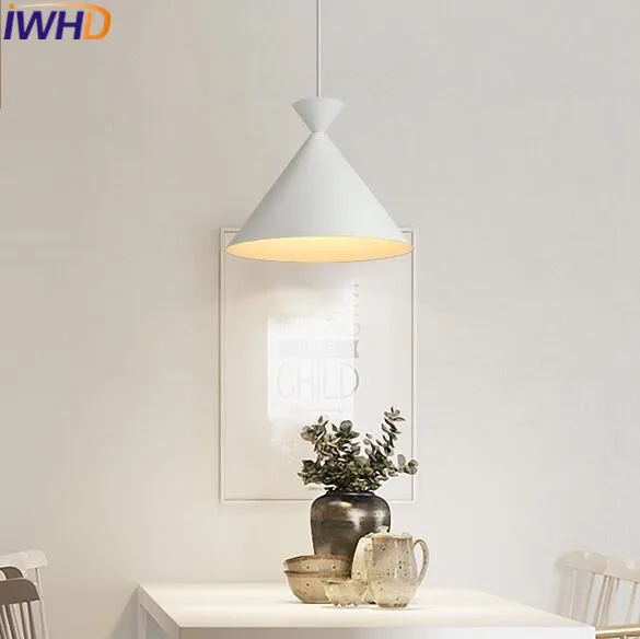 Iwhd dormitorio LED Lámparas colgantes moda moderna lámpara colgante blanco salón restaurante hogar Iluminación lámparas iluminacion
