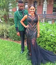 Durchsichtig 2016 Nixe-abschlussball vestido de festa longo perlen kristall sleeveless langes abendkleider party kleid