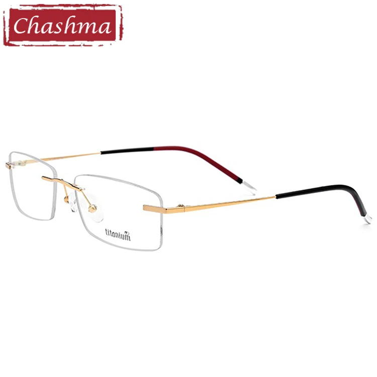 Gold Бренд Chashma, мужские очки высшего качества, без оправы, IP покрытие, не теряет цвет, светильник, чистый титан, гибкие оправы для очков - Цвет оправы: Gold