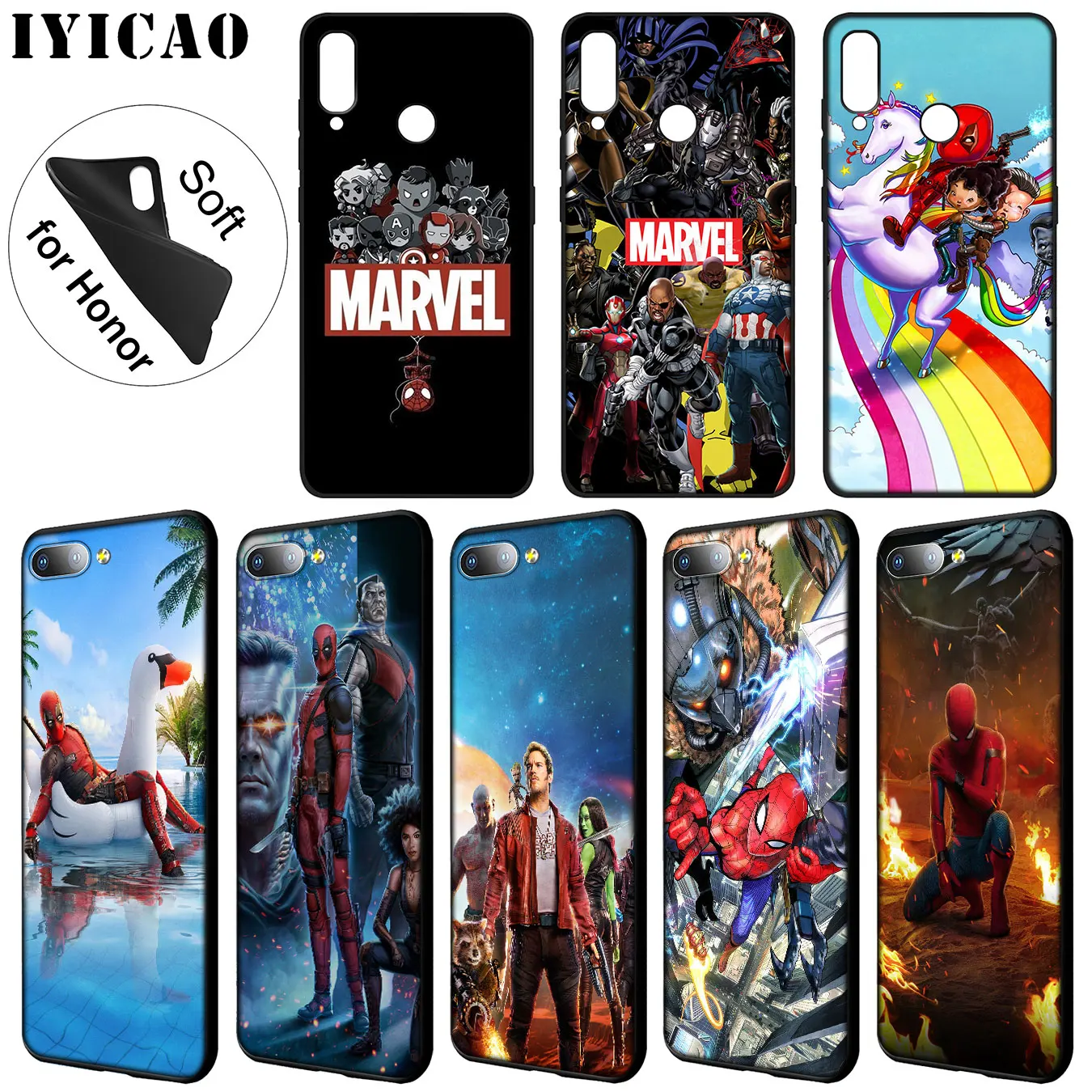 Мягкий чехол IYICAO Marvel The Avengers Jorker Dead Pool для Huawei Y9 Y7 Y6 Prime 2019 Honor 20 8C 8X8 9 9X10 Lite 7C 7X 7A Pro |