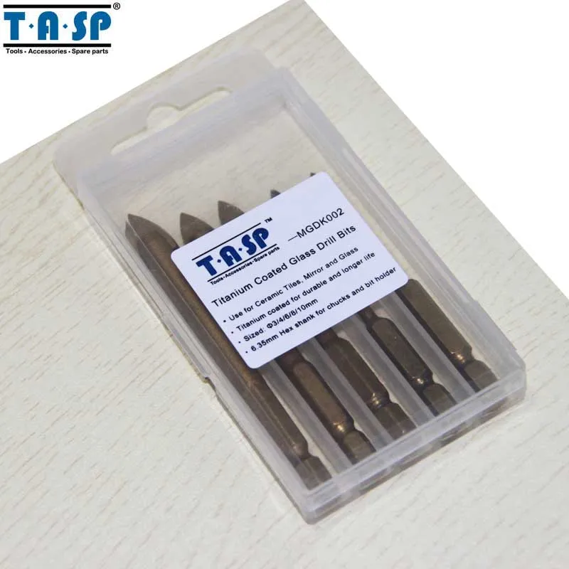 Free Shipping 4 Piece Titanium Coated Ceramic Tile Marble Mirror Glass Drill Bits Set  4/6/8/10mm with Hex Shank
