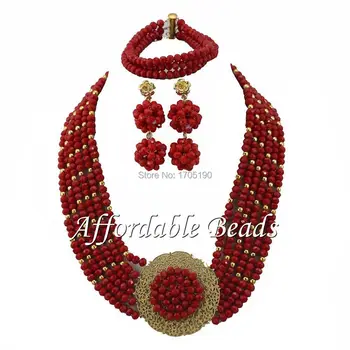 

Handmade Nigerian Wedding Beads New African Jewelry Set Free Shipping ABC007