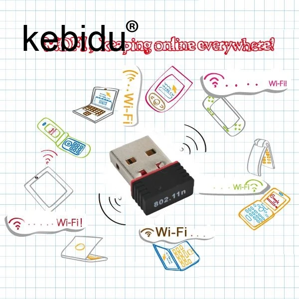 

Kebidu Mini USB Network LAN Card 150Mbps WiFi Wireless Adapter 802.11 n/g/b RT For phone for PC