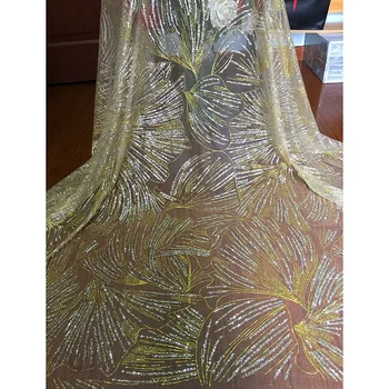 

Huge leave pattern net lace For Bridesmaid dress ZP12,Free shipping Shinning glued glitter sequins African lace fabric