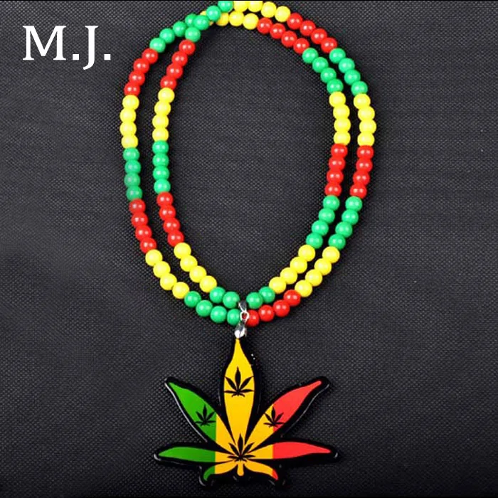 

Fashion Luxury Brand Good Wood Hip Hop Necklace Men Long Chain Beads Leaf Necklaces Pendants Women Costume Jewelry Wholesale
