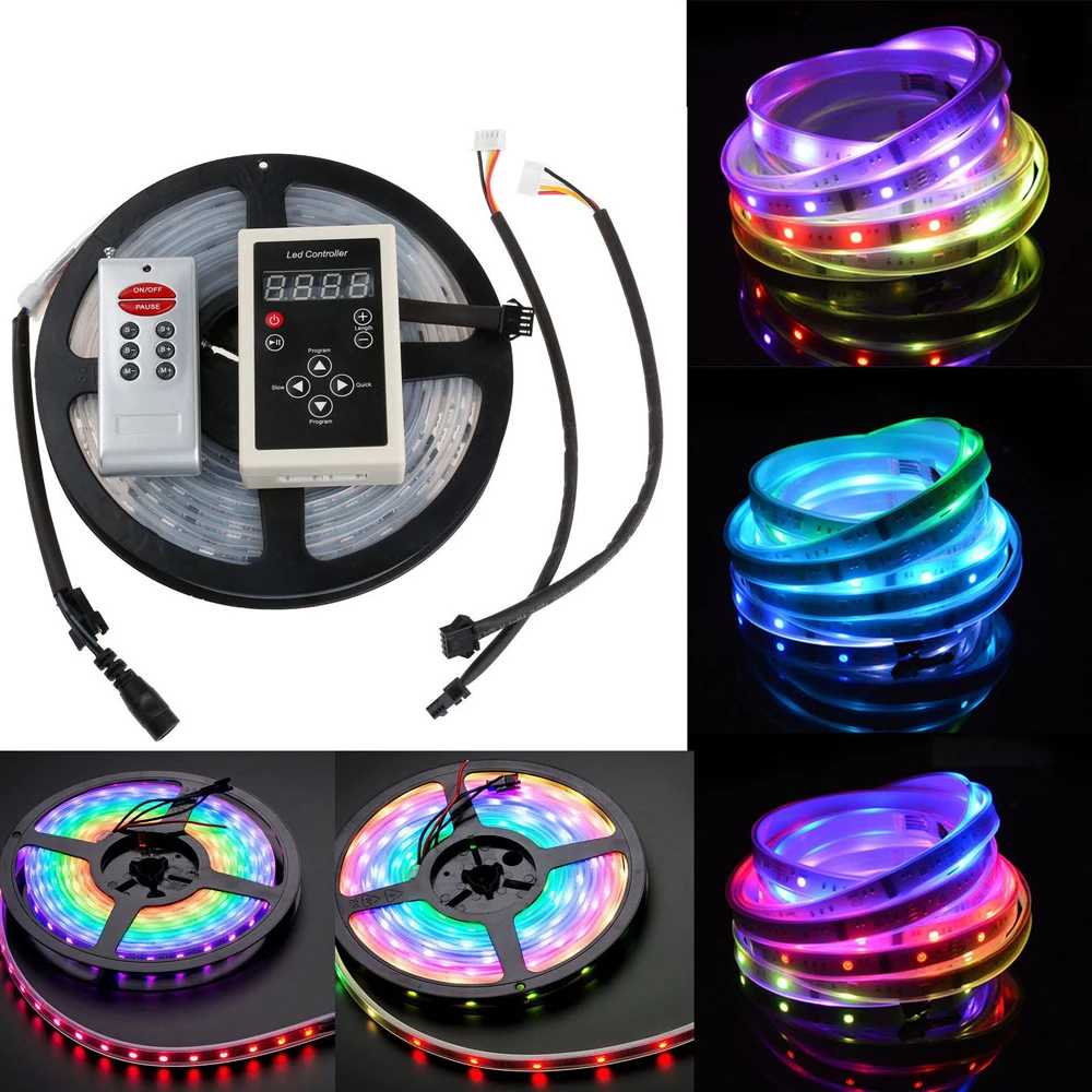 5 м 12 В IP67 трубки водонепроницаемый 6803 Цифровой IC 133 Magic Dream Цвет LED гибкий RGB полосы 30led/ M SMD 5050 ленты чеканка лампа