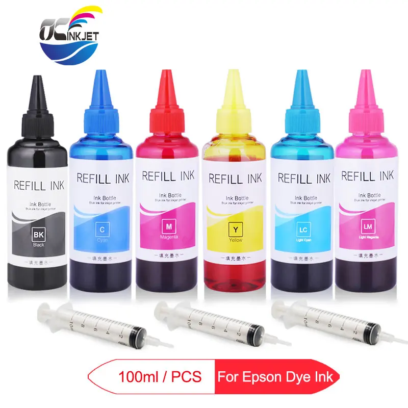 

6x100ml Rfill Dye Ink Bottle For Epson L800 L805 L1300 P50 1390 1400 1410 1500W PX650 PX660 PX700W PX800FW Printer Ink For Epson