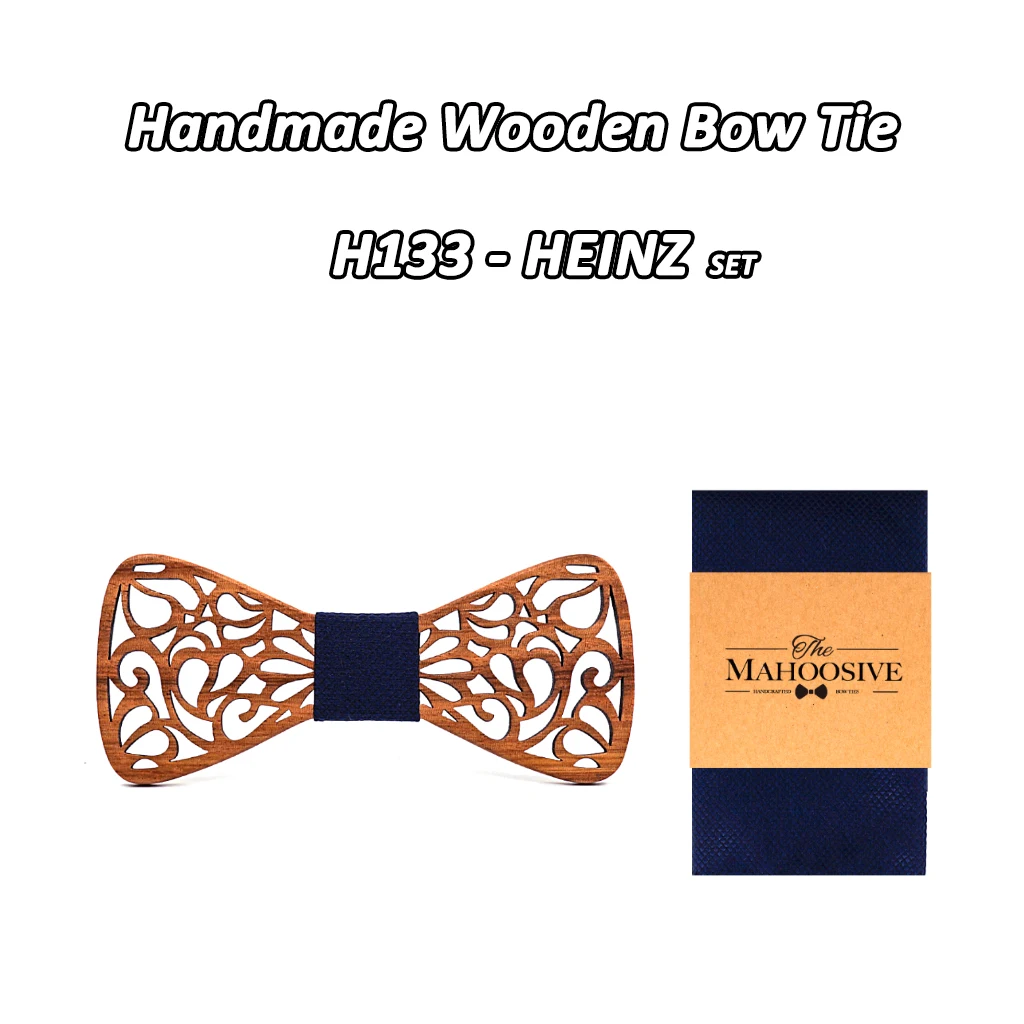 Mahoosion Новые цветочные деревянные бабочки-галстуки для мужчин бабочка полые бабочки Свадебный костюм деревянная Бабочка рубашка krawatte бабочка тонкий галстук - Цвет: H133 - HEINZ SET