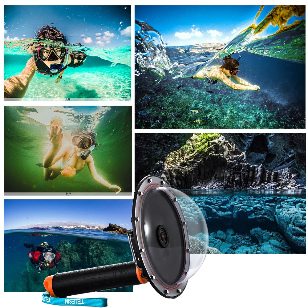 

TELESIN 6" Lens Dome Port 30M Waterproof Case Trigger Grip Dome with Anti-fog Inserts for GoPro Hero 4/ 3+/3 Camera Accessories