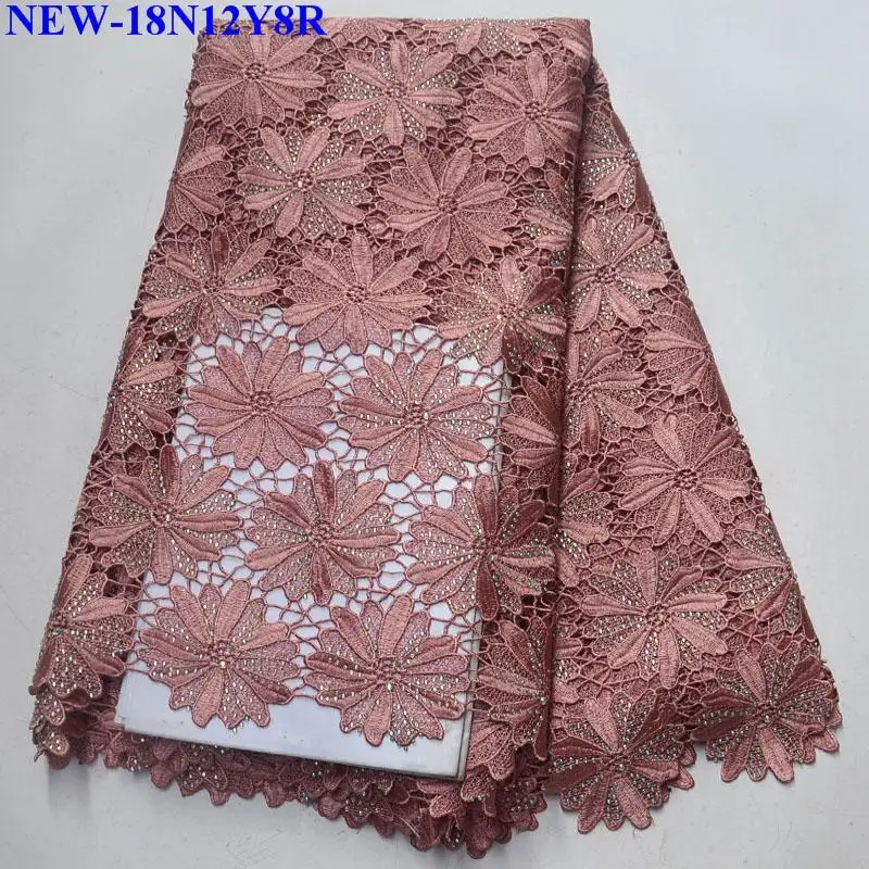 Newest Styles White Gold Embroidery African Guipure Lace Fabric High Quality French Mesh lace fabric with Rhinestones SNB02 | Дом и сад