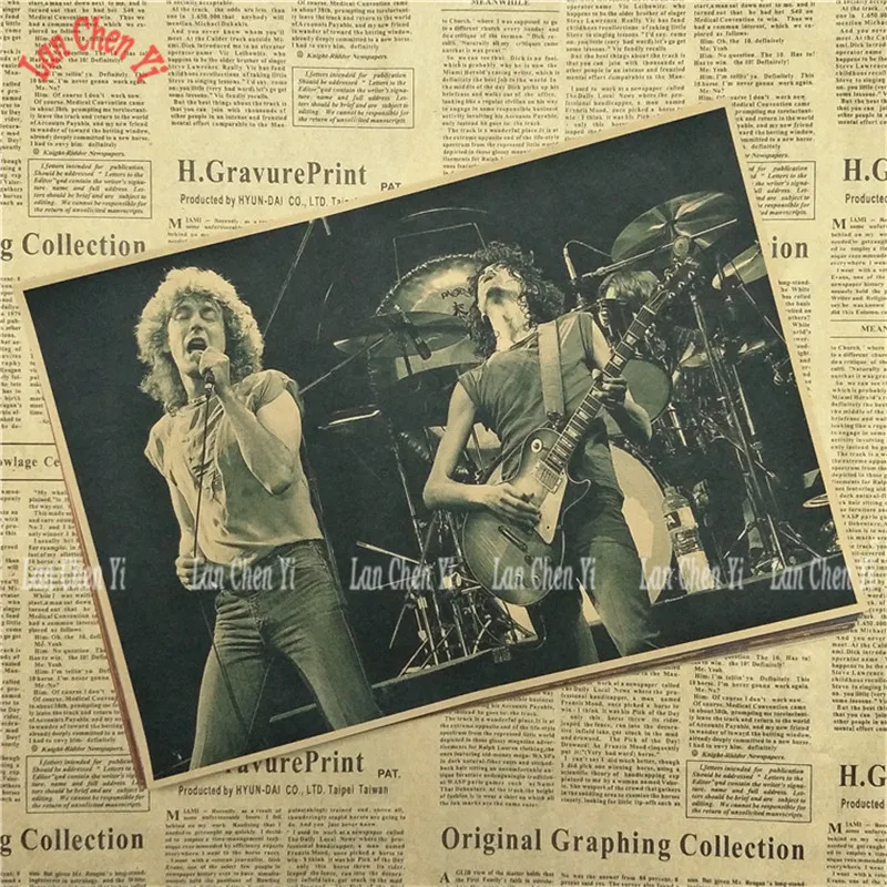 Led Zeppelin Рок-Группа Музыка крафт-бумага плакат Винтаж Высокое качество печати рисунок ядро декоративная живопись - Цвет: Тёмно-синий