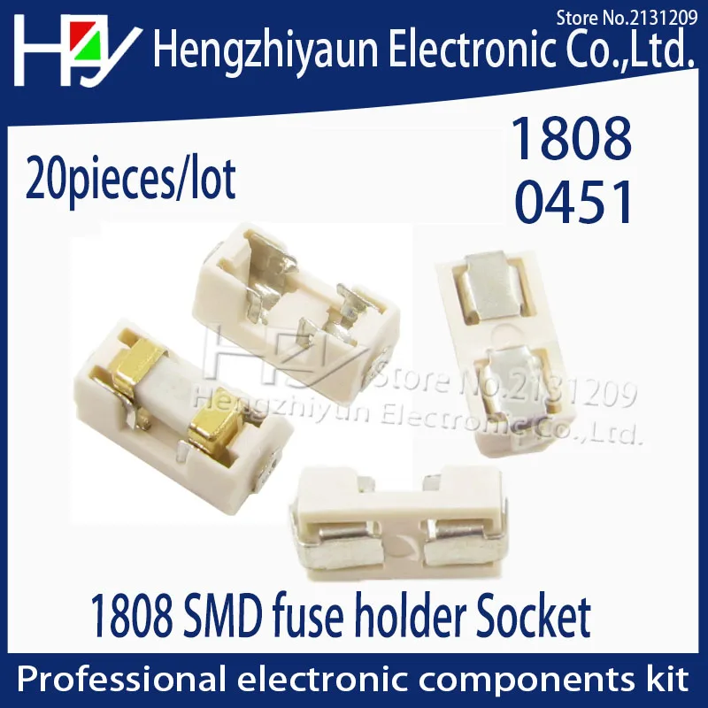Hzy 20PCS/LOT 1808 0451 SMD fuse holder Socket fuse box base transposon