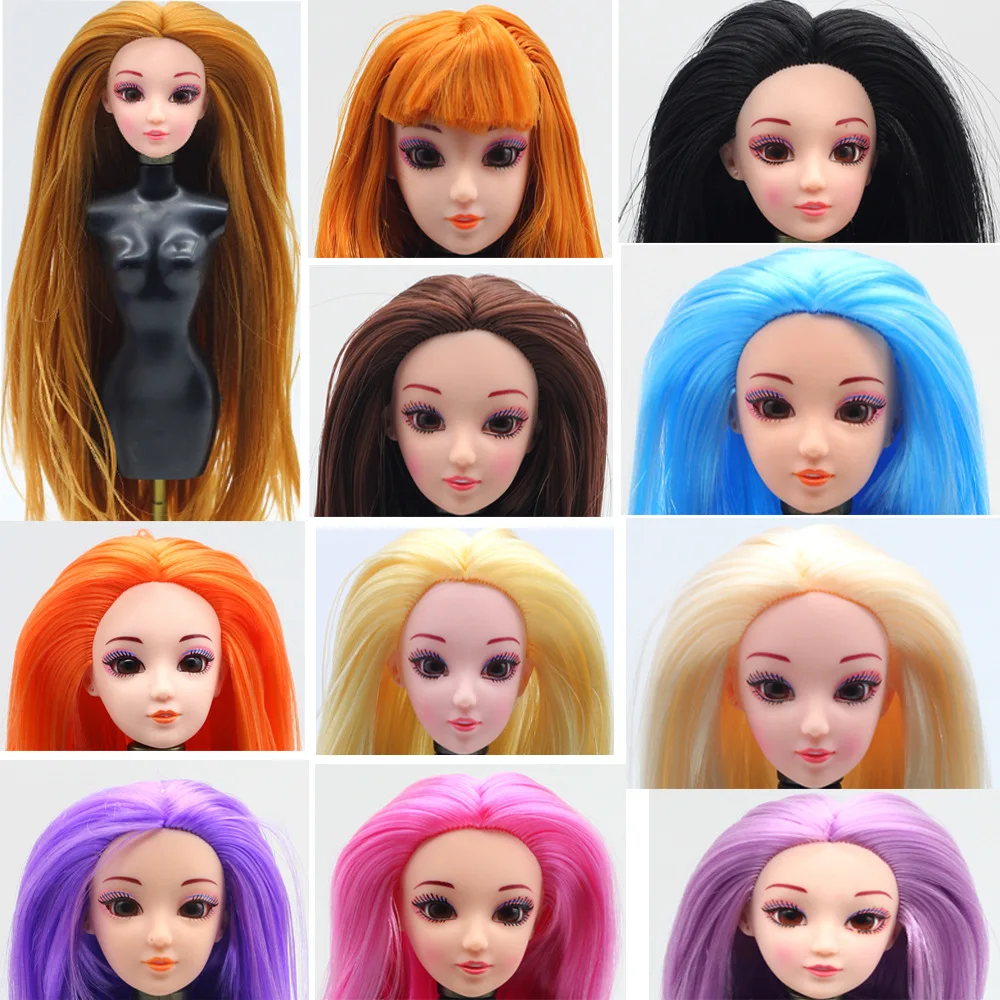 1pcs 3D Eyes Head Neck Joints Body Doll Head Toys For Barbie Dolls